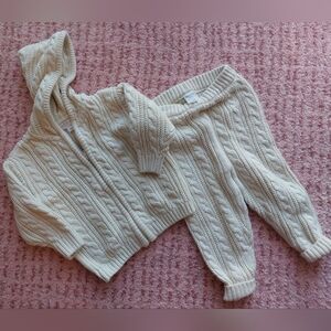 Grayson Mini Baby Cable Knit Hooded Jacket And Pants Size 18m Cream Winter Set